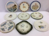 Lot of 9 Various Decorated Tea Tile