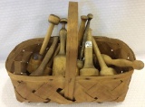 Basket Filled w/ Approx. 10 Wood Mashers