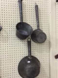 Lot of 3 Lg. Primitive Tin Handled Scoops