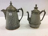Lot of 2 Grey Granite Coffee Pots-One Marked