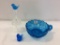 Lot of 3 Blue Glass Pieces Including