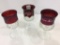 Lot of 3 Red Ruby Flash Goblets-