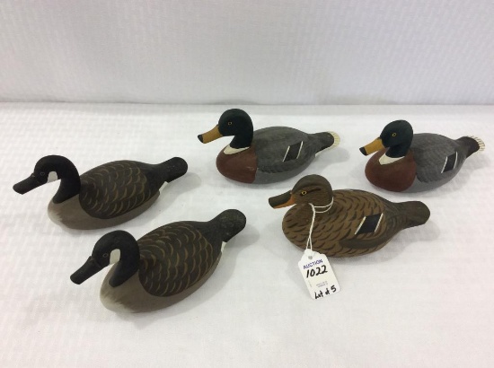 Lot of 5 Miniature Painted Duck Decoys