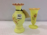 Lot of 2 Hand Painted Fenton Vases