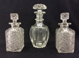Lot of 3 Glass Decanters w/ Stoppers