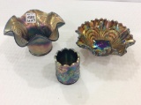 Lot of 3 Sm. Carnival Glass Pieces