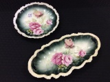 Lot of 2 RS Prussia Floral Paint Pieces Including