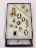 Collection of Ladies Contemp. Gold Cameo Jewelry