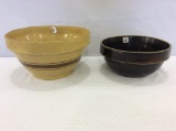 Lot of 2 Crock Bowls Including Brown