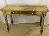 Primitive Mustard Paint One Drawer Table