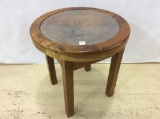 Sm. Round Glass Top Table w/ Carved