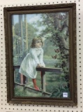 Antique Framed Print of Girl