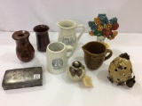 Lot of 9 Mostly Pottery Pieces Including Sm.