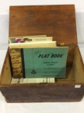 Wood Box w/ Many Bureau Co. Platbooks