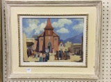 Framed Painting of Church Street Scene