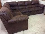 Brown Suede Fabric Sectional Sofa