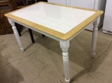 White Paint Kitchen Table w/ Tile Top