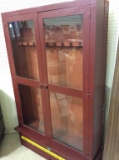 Red Paint Glass Door Gun Cabinet w/ Lower