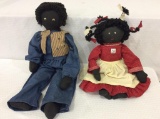 2 Black Memorabilia Cloth Stuffed Dolls