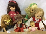 Lot of 6 Various Vintage Plastic Dolls