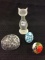 Lot of 4 Paperweights Including Satin Glass