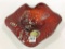 Red & Silver Flake Art Glass Dish