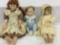 Lot of 3 Contemp. Lg. Bisque Dolls