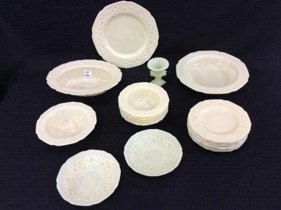 Group of Ivory Alacite Dishware Including