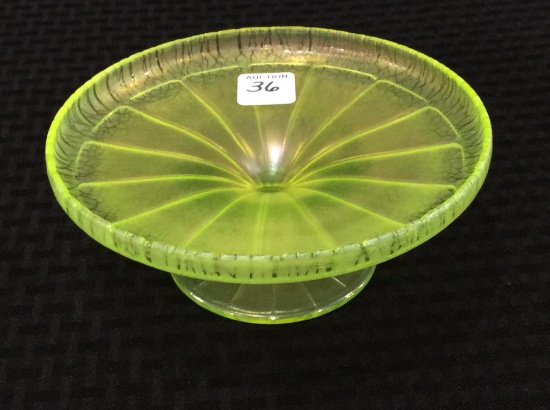 Vaseline Glass Pedestal Dish