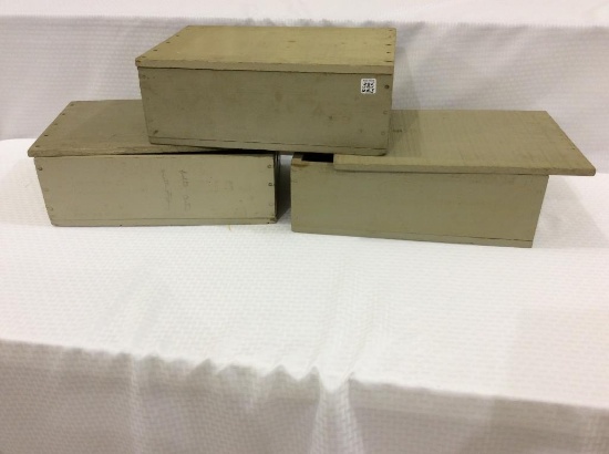 Lot of 3 Grey Paint Wood Remington Ammo Boxes