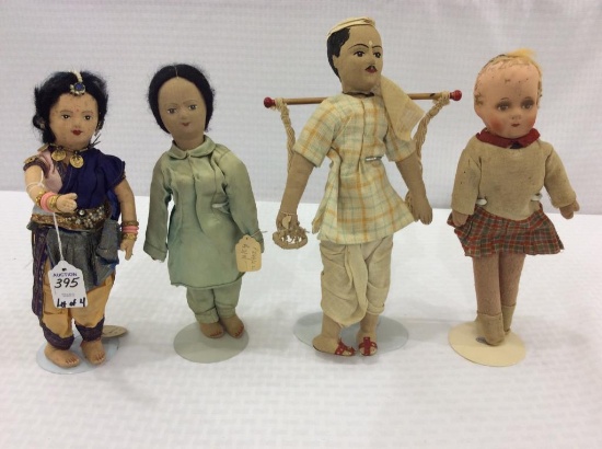 Lot of 4 Vintage mostly Cloth Dolls