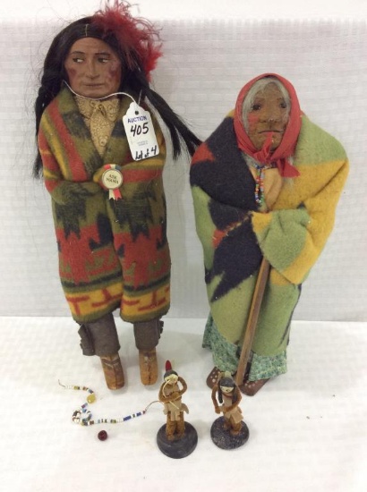 Lot of 4 Dolls including 2 Skookum Type Dolls,
