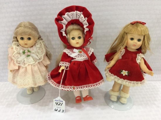 Lot of 3 Vogue Ginny Dolls, Approx 8" Tall