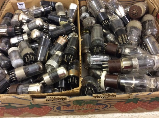 Lg. Box of Over 100 Various Size Radio Tubes