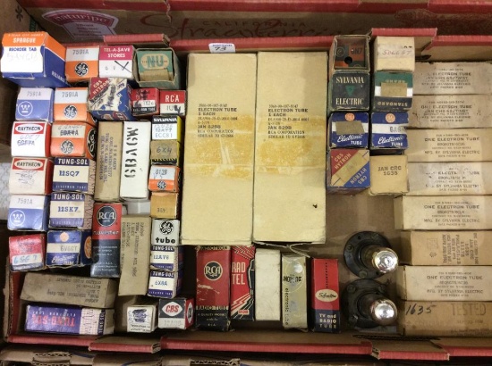 Lg. Box of Approx. 70 Various Radio Tubes in