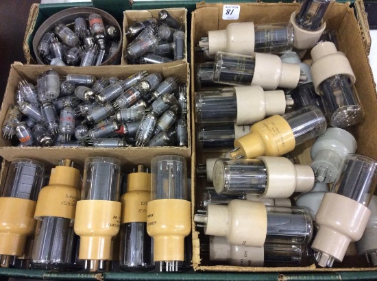 Lg. Box of Over 100 Radio Tubes Including Many