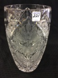 Heavy Ornate Floral Design Glass Vase