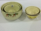 Lot of 5 Crock Bowls Including Set of 2 Matching