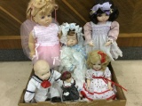 Lot of 6 Contemp. Bisque & Vinyl Dolls
