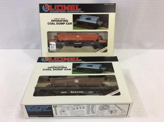 Lot of 2 Lionel O Gauge Coal Dump Cars in Boxes-