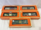 Lot of 5 Lionel O Gauge Box Cars in Boxes