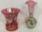 Lot of 2 Floral Paint Vases