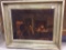 Antique Framed Painting of Buliding Fire Scene
