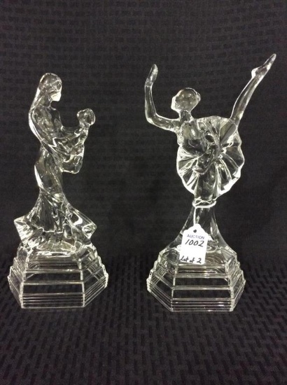 Lot of 2 Glass Statues-Ballerina & Mother