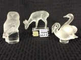 Group of 3 Lalique France Satin Glass Animal