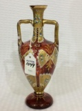 Enamel Floral Paint Victorian Cranberry Glass Vase