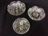 Lot of 3 Quality Sm. Cut Glass Candy Dishes