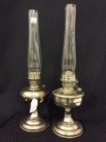 Lot of 2 Aladdin Kerosene Lamps-Nickel