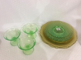 Group of Green & Yellow Depression Glass