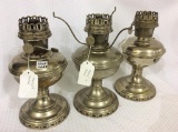 Lot of 3 Aladdin Nickel Kerosene Lamp Bases